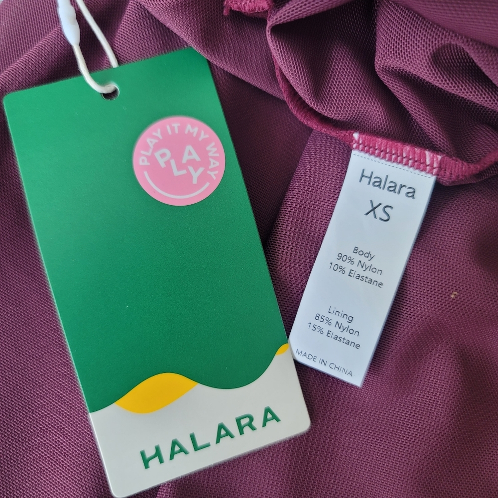 Halara NWT Ruffle V Neckline Mini Dress Size XSmall In Burgundy - Picture 7 of 7